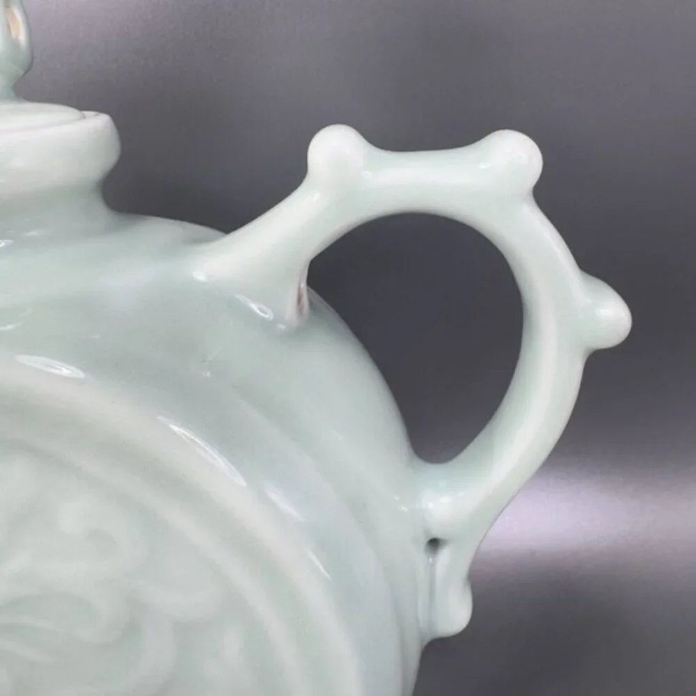 Vintage Chinese Celadon Teapot Phoenix Articulated‎ Lid Jug Carafe Light Green